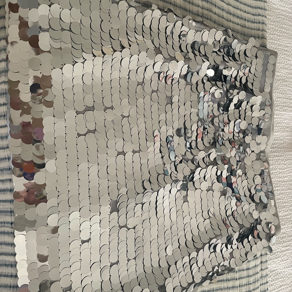 Ann Taylor Shimmering Silver Mini Skirt